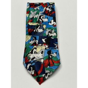 Mens Disney Goofy Cartoon Character Print Necktie Polyester Blue Red Green Fun